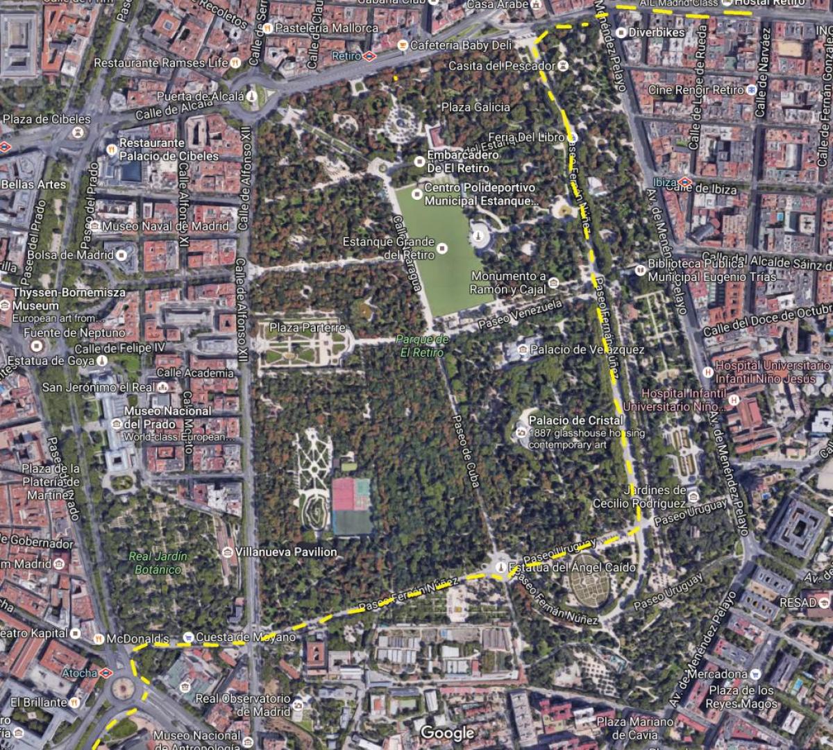 retiro-parken i Madrid kort