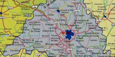 Et kort over Madrid