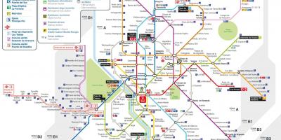 Kort over Madrid offentlig transport