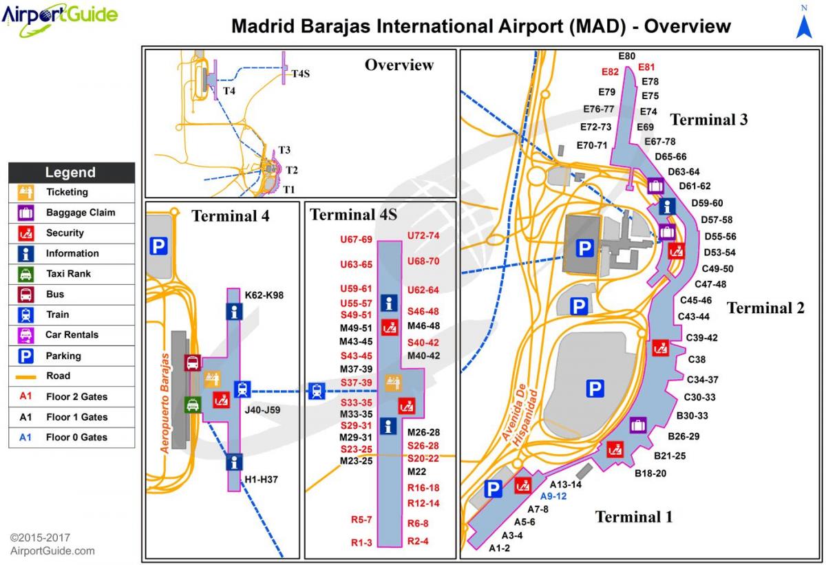Madrids internationale lufthavn kort