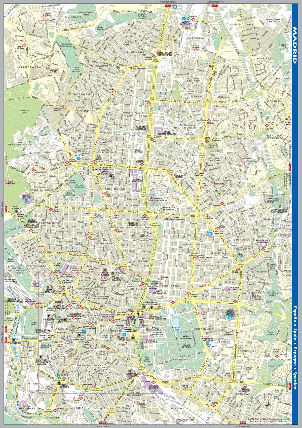 street kort over Madrid city centre