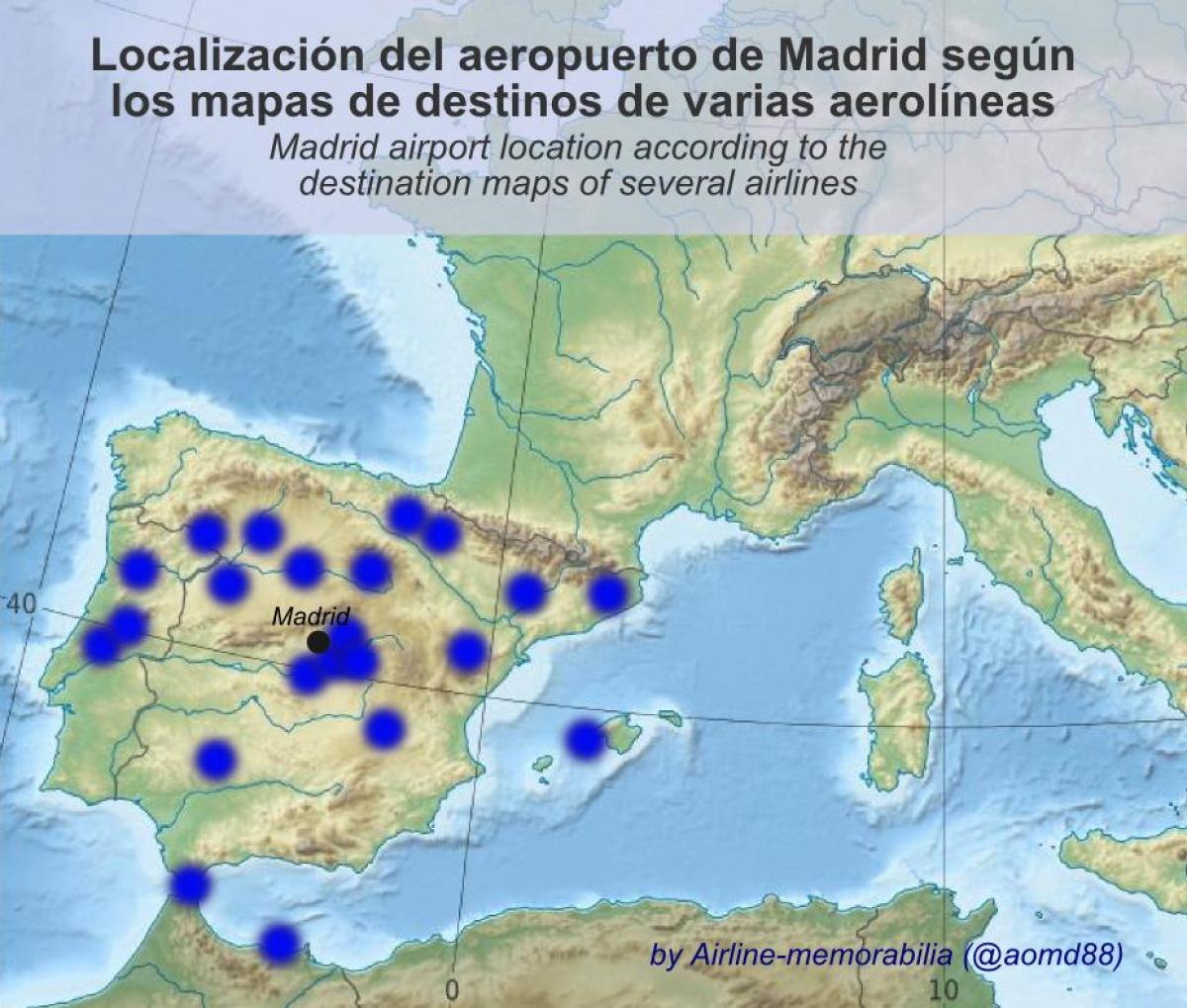 kort over Madrid lufthavn omgivelser