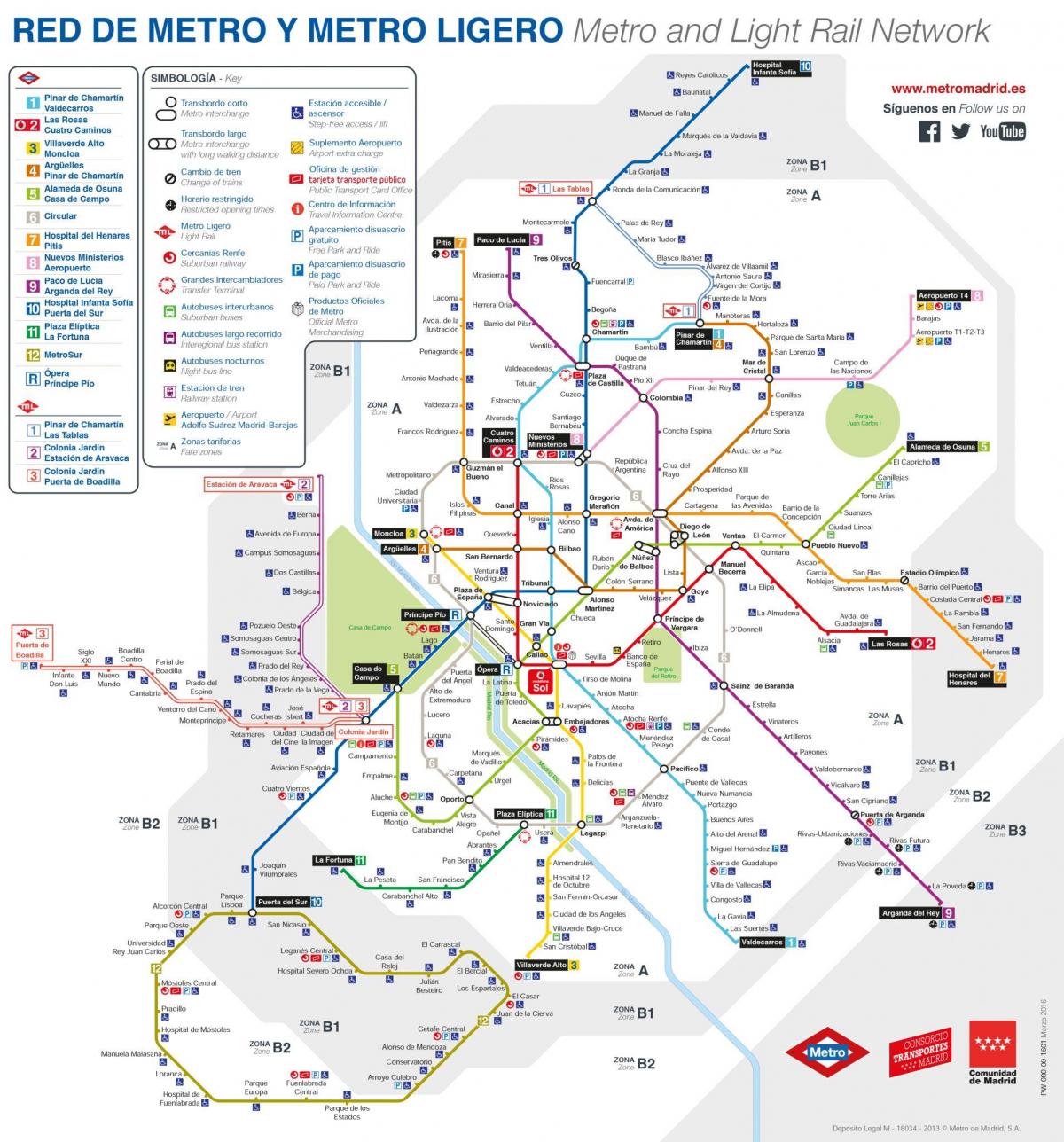 kort over Madrid offentlig transport