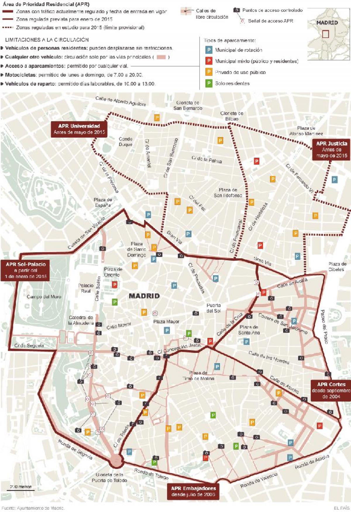 kort over Madrid parkering
