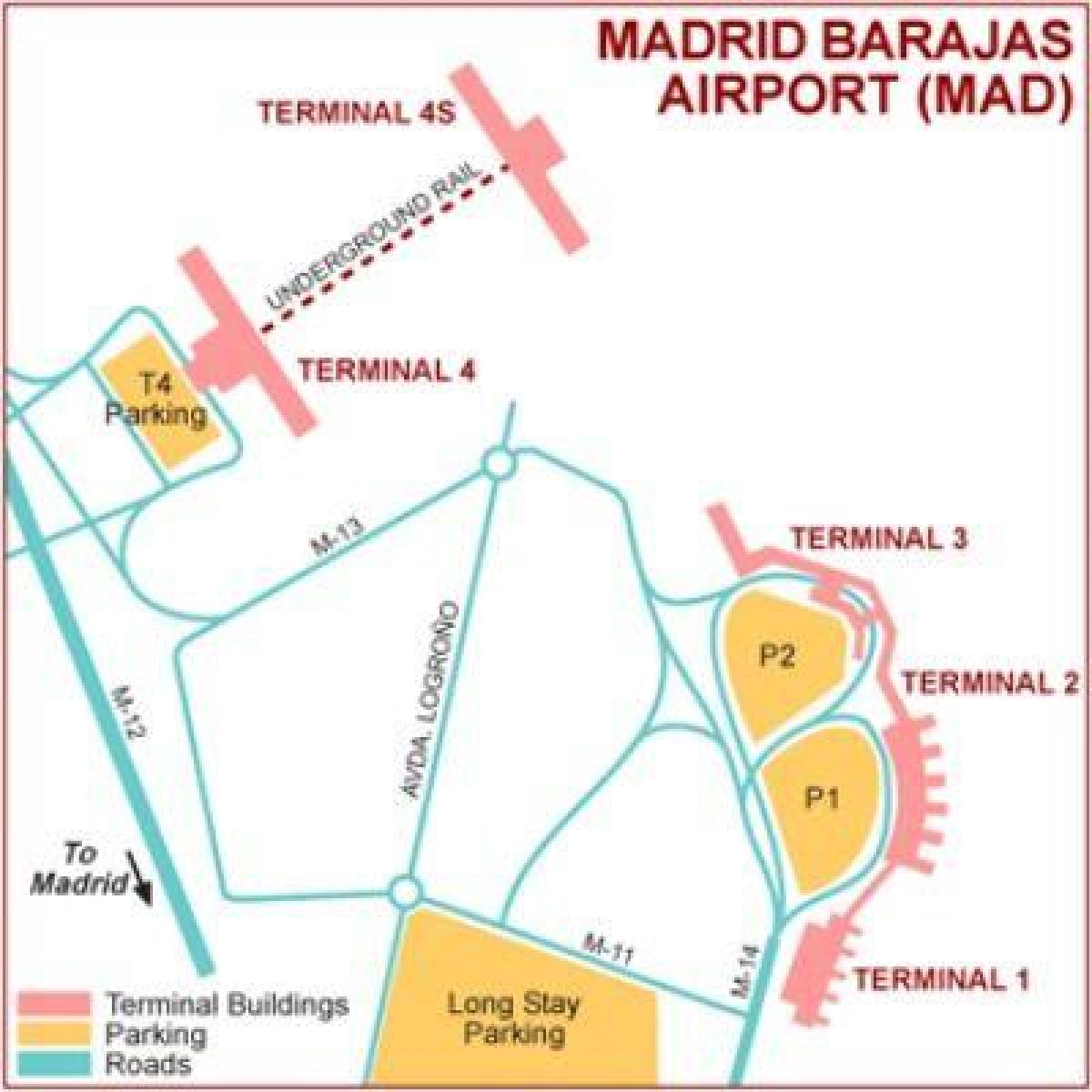 Madrid lufthavn terminal kort
