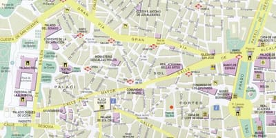 Madrid centrum af kort